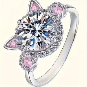 Sanrio Hello Kitty Silver and Pink Gemstone Ring
